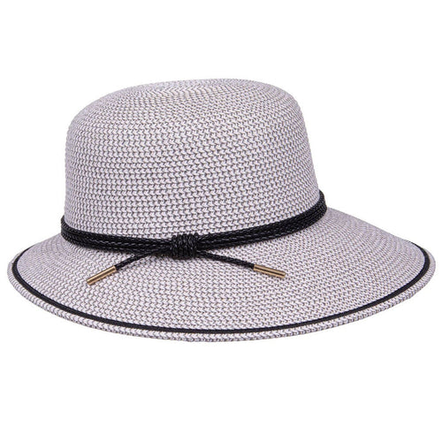Narrowing Brim Sun Hat with Braided Leatherette Tie - Karen Keith Hats Wide Brim Hat Great hats by Karen Keith BT23J Grey Heather Medium (58 cm)