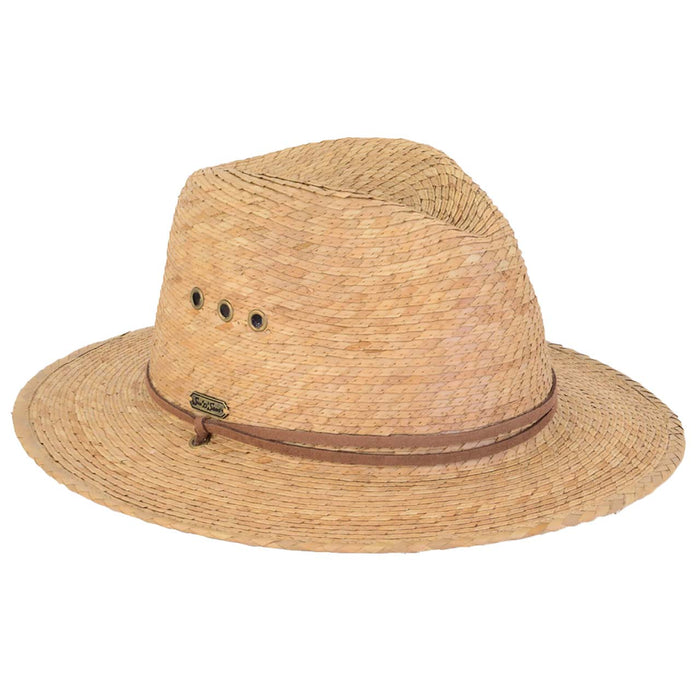 Natural Palm Straw Safari Hat with Chin Cord - Sun 'N' Sand Hats Safari Hat Sun N Sand Hats HH3174 Natural M/L (58.5 cm)