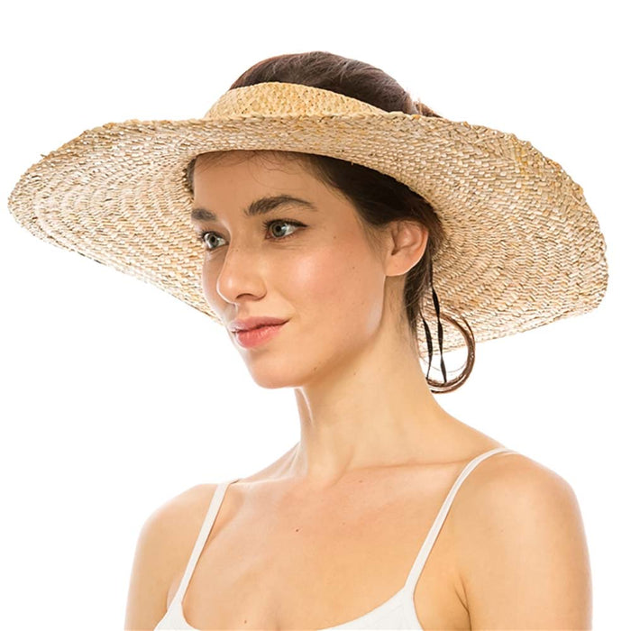 Open Crown Natural Straw Sun Visor Hat - Boardwalk Style Visor Cap Boardwalk Style Hats
