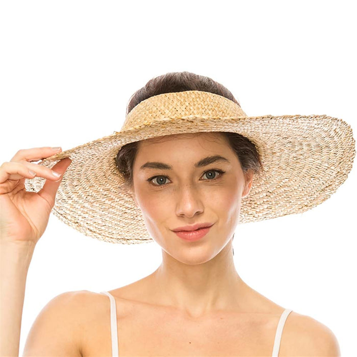 Open Crown Natural Straw Sun Visor Hat - Boardwalk Style Visor Cap Boardwalk Style Hats