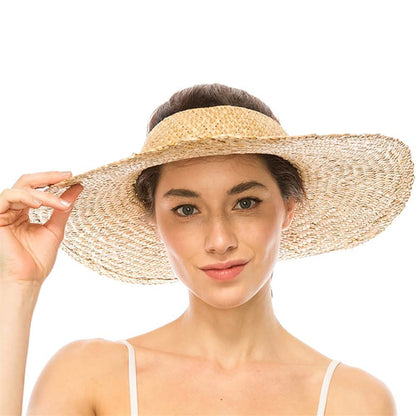 Open Crown Natural Straw Sun Visor Hat - Boardwalk Style Visor Cap Boardwalk Style Hats