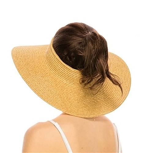 Open Crown Straw Sun Visor Hat - Boardwalk Hats Visor Cap Boardwalk Style Hats