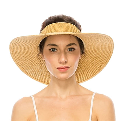 Open Crown Straw Sun Visor Hat - Boardwalk Hats Visor Cap Boardwalk Style Hats