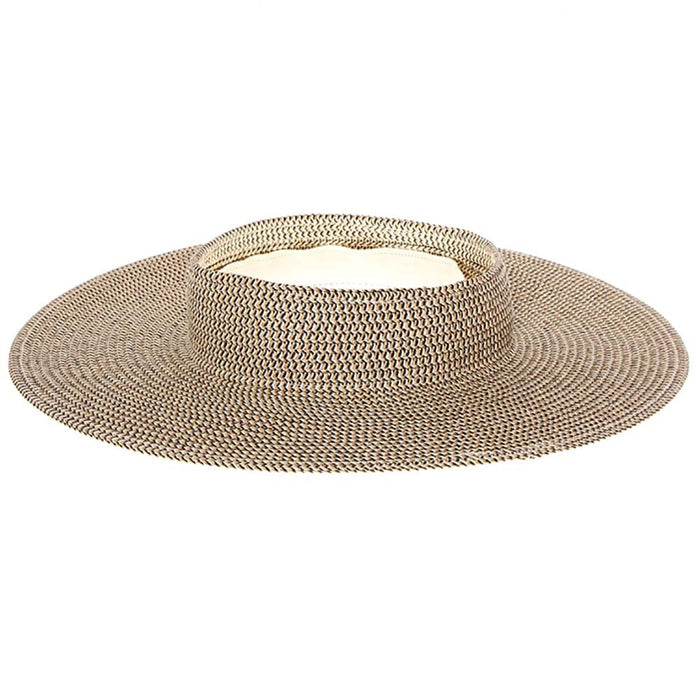 Open Crown Straw Sun Visor Hat - Boardwalk Hats Visor Cap Boardwalk Style Hats DA1932-BKtw Black Heather OS (57 cm)