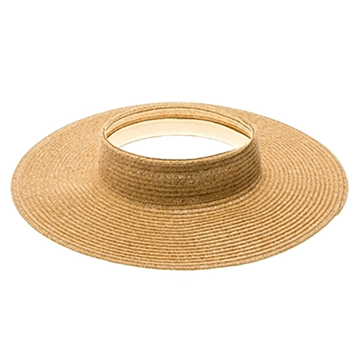 Open Crown Straw Sun Visor Hat - Boardwalk Hats Visor Cap Boardwalk Style Hats DA1932-NAT Natural Heather OS (57 cm)