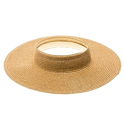 Open Crown Straw Sun Visor Hat - Boardwalk Hats Visor Cap Boardwalk Style Hats DA1932-NAT Natural Heather OS (57 cm)