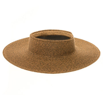 Open Crown Straw Sun Visor Hat - Boardwalk Hats Visor Cap Boardwalk Style Hats DA1932-BRN Brown OS (57 cm)