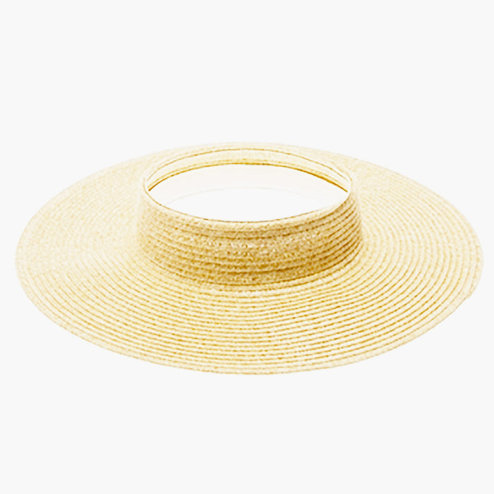 Open Crown Straw Sun Visor Hat - Boardwalk Hats Visor Cap Boardwalk Style Hats DA1932-IVO Ivory OS (57 cm)