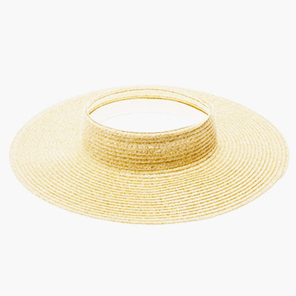 Open Crown Straw Sun Visor Hat - Boardwalk Hats Visor Cap Boardwalk Style Hats DA1932-IVO Ivory OS (57 cm)