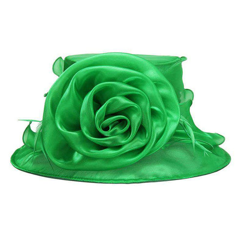 Organza Hat with Rose Dress Hat Something Special LA hto1098AQ Green