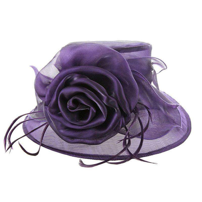 Organza Hat with Rose Dress Hat Something Special LA hto1098PP Purple