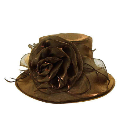 Organza Hat with Rose Dress Hat Something Special LA HTO1098BN Brown