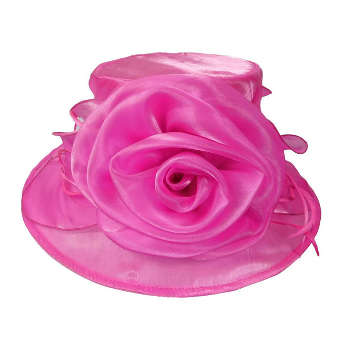 Organza Hat with Rose Dress Hat Something Special LA WSSK760FC Fuchsia