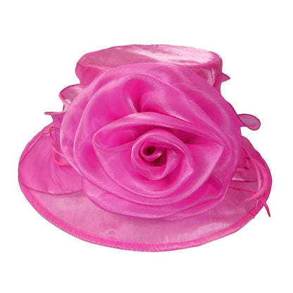 Organza Hat with Rose Dress Hat Something Special LA WSSK760FC Fuchsia