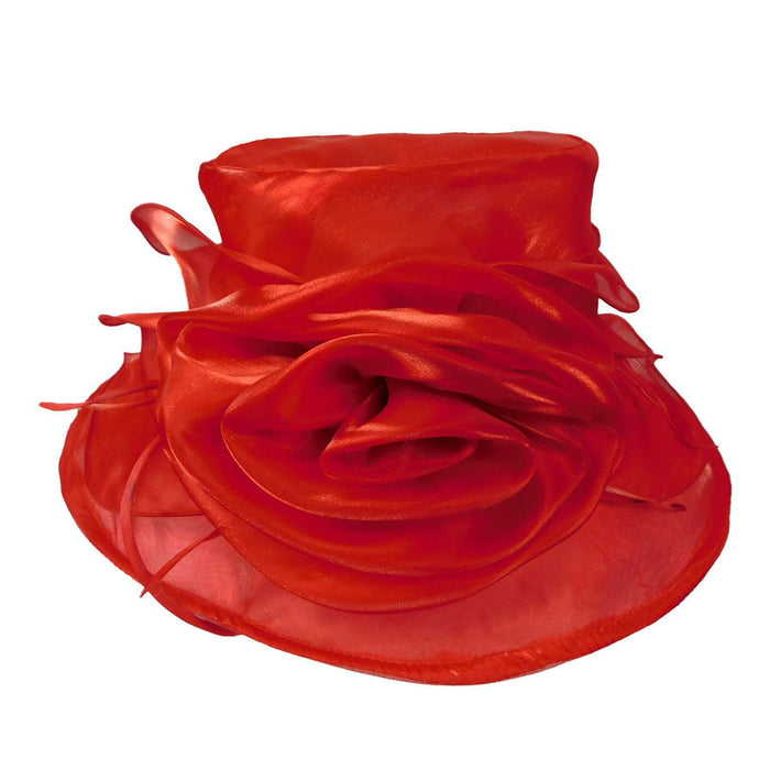 Organza Hat with Rose Dress Hat Something Special LA WSSK760RD Red