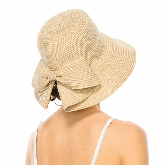 Packable, Washable Straw Sun Hat with Bow - Boardwalk Style Wide Brim Hat Boardwalk Style Hats