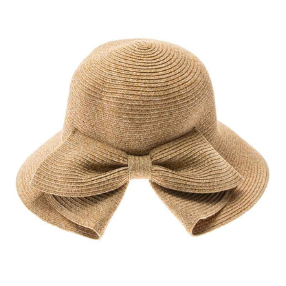 Packable, Washable Straw Sun Hat with Bow - Boardwalk Style Wide Brim Hat Boardwalk Style Hats