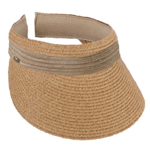 Panama Jack Staw Clip-On Sun Visor, 4.75" Peak Visor Cap Panama Jack Hats PJL752-NAT Natural Tweed