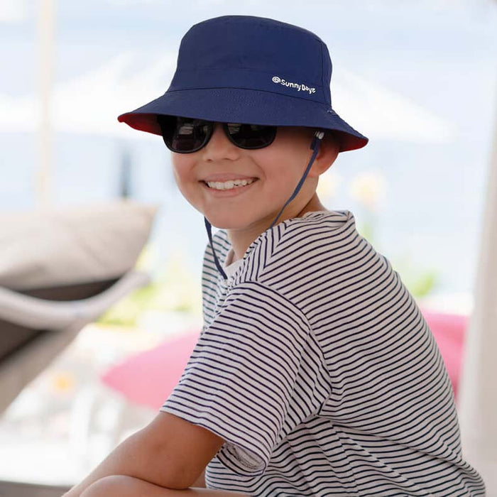 Petite Reversible Bucket Hat with Chin Strap - Sunny Dayz™ Bucket Hat Sun N Sand Hats