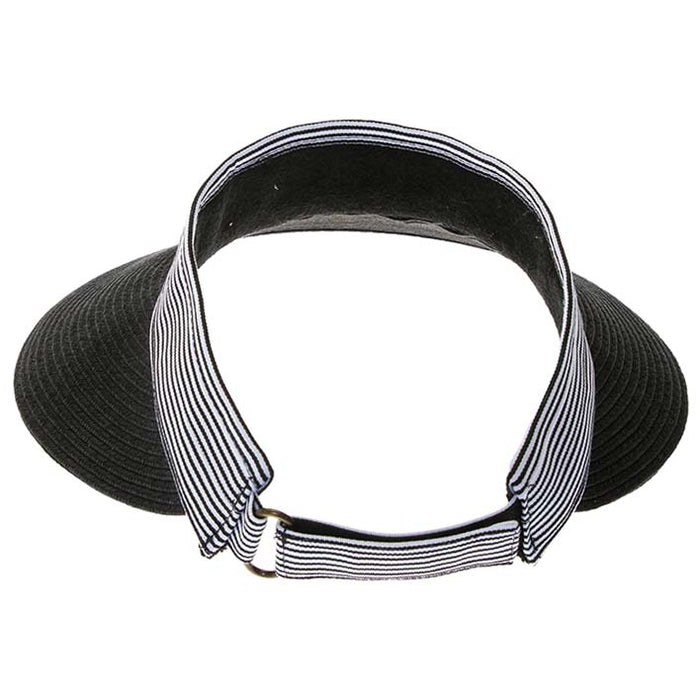 Pin Striped Band Straw Sun Visor, 4" Bill, S-M Size - Boardwalk Style Visor Cap Boardwalk Style Hats