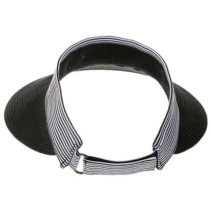 Pin Striped Band Straw Sun Visor, 4" Bill, S-M Size - Boardwalk Style Visor Cap Boardwalk Style Hats