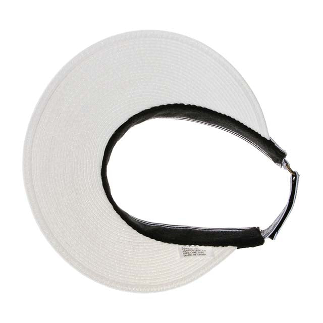 Pin Striped Band Straw Sun Visor, 4" Bill, S-M Size - Boardwalk Style Visor Cap Boardwalk Style Hats