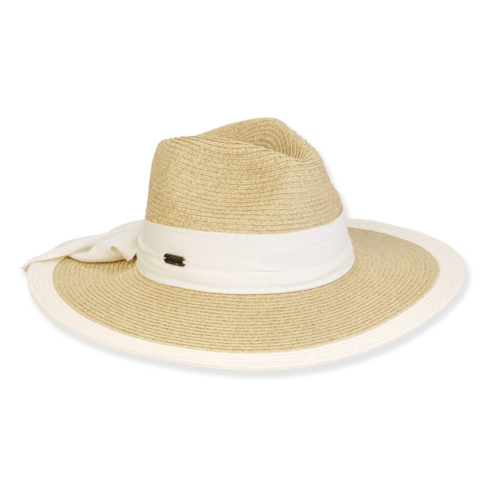 Pinched Crown Sun Hat with Sash - Sun'N'Sand Hats Safari Hat Sun N Sand Hats HH3252A Beige OS (57 cm)