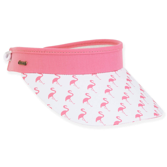 Pink Flamingos Print Spring Coil Sun Visor - Sun 'N' Sand Hat Visor Cap Sun N Sand Hats HH2908 Pink OS
