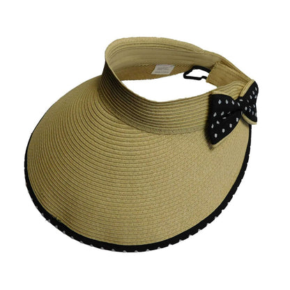 Polka Dot Bow Sun Visor Visor Cap Boardwalk Style Hats WSPS662bk Black
