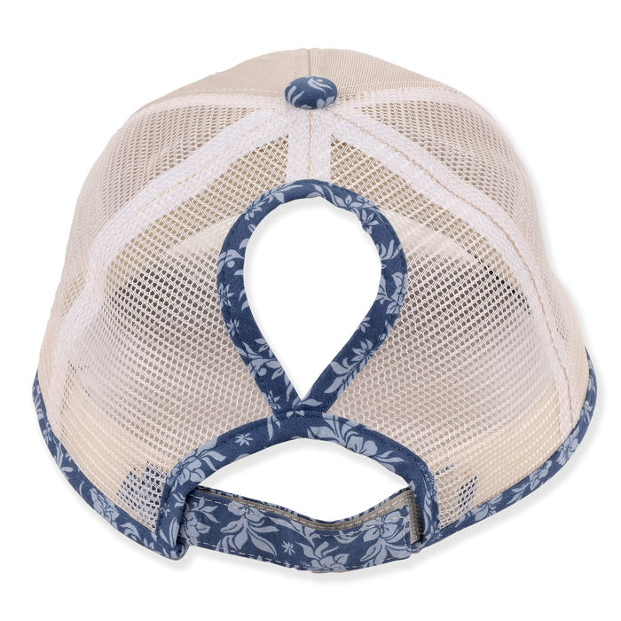Ponytail Opening Floral Trucker's Cap - Sun 'N' Sand Hats Cap Sun N Sand Hats