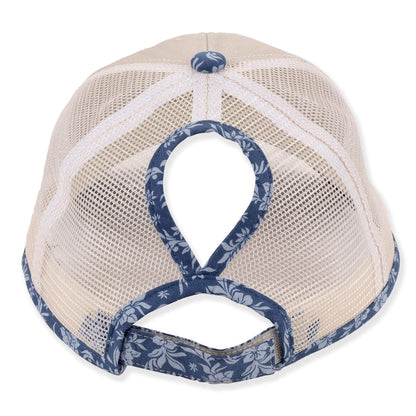 Ponytail Opening Floral Trucker's Cap - Sun 'N' Sand Hats Cap Sun N Sand Hats
