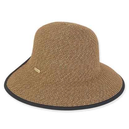 Ponytail Straw Sun Hat with Adjustable Sizing - Sun 'N' Sand Hats Wide Brim Hat Sun N Sand Hats HH2991B Black Tweed OS