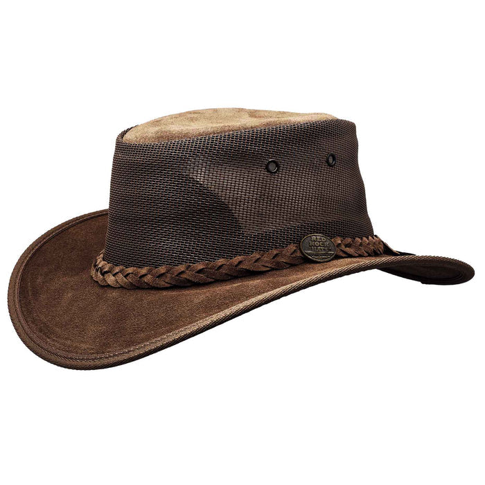 Premium Cattle Suede Mesh Crown Cooler Hat - Red Rock Hats Safari Hat Red Rock Hats 1074RB3S Royal Brown Small (53 cm)