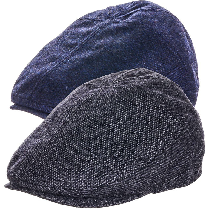 Quarter Wool Blend Tweed Flat Cap - Dorfman Hat Flat Cap Dorfman Hat Co. DHC10339-NAVY2 Navy Medium