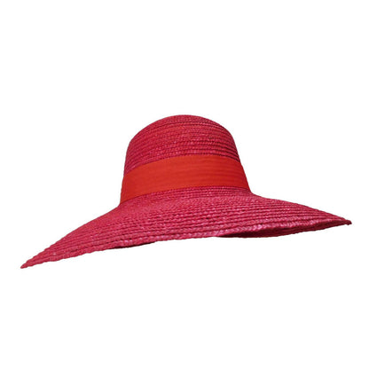 Red Straw Hat with Ribbon and Bow Wide Brim Hat Great hats by Karen Keith