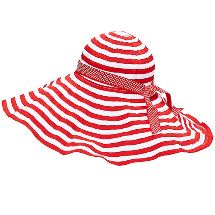 Red Stripes and Polka Dots Shapeable Brim Sun Hat - Boardwalk Style Floppy Hat Boardwalk Style Hats