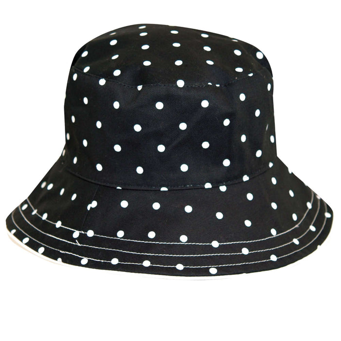 Reversible Polka Dot Rain Hat - Scala Collection Hats Cloche Scala Hats lw236bk Black Medium (57 cm)
