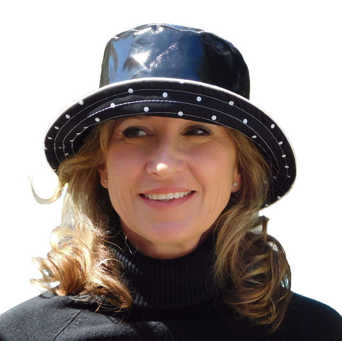 Reversible Polka Dot Rain Hat - Scala Collection Hats Cloche Scala Hats