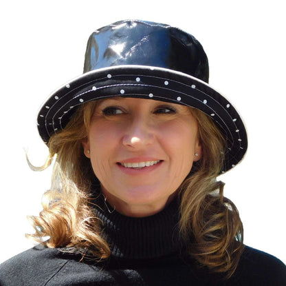 Reversible Polka Dot Rain Hat - Scala Collection Hats Cloche Scala Hats