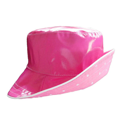 Reversible Polka Dot Rain Hat - Scala Collection Hats Cloche Scala Hats lw236fc Fuchsia Medium (57 cm)
