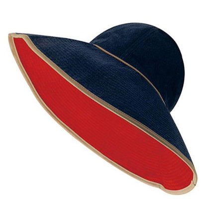 Reversible Terrycloth-Cotton Twill Wide Brim Sun Hat - MCI Wide Brim Sun Hat MegaCI 6590-NVRD Navy L (58.5 cm)