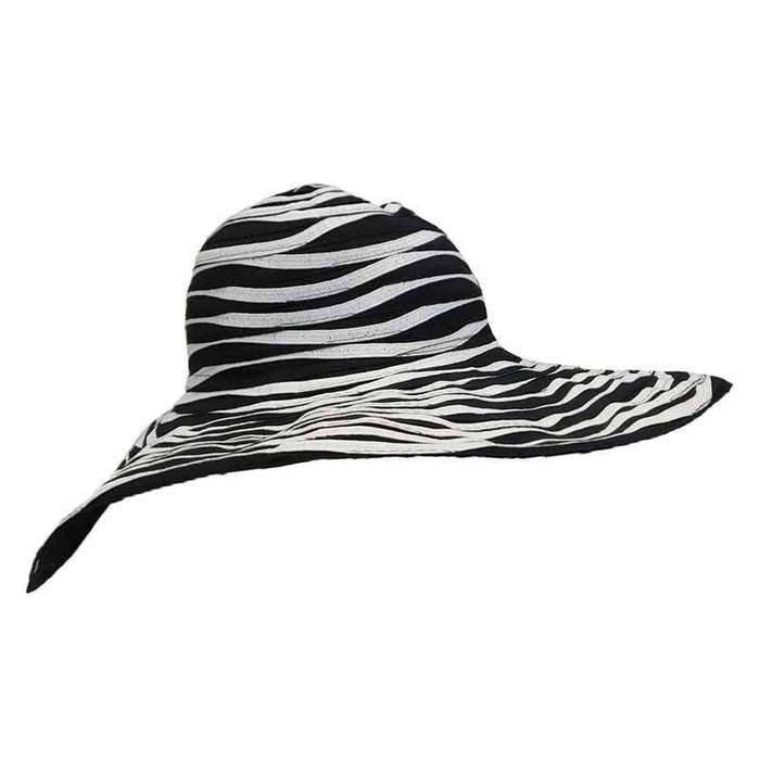 Ribbon and Straw Two Tone Sun Hat - Milani Hats Floppy Hat Milani Hats