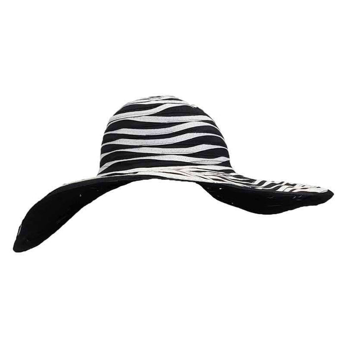 Ribbon and Straw Two Tone Sun Hat - Milani Hats Floppy Hat Milani Hats