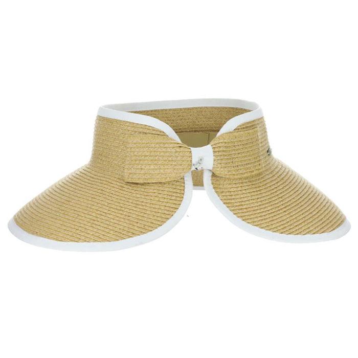 Roll Up Wrap Around Visor Hat with Bow - Scala Hats Visor Cap Scala Hats