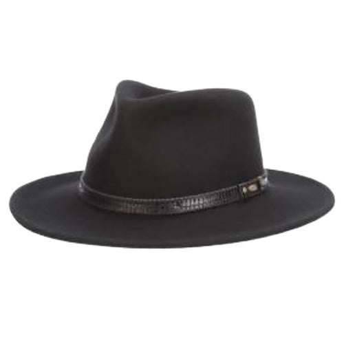 Rosebery Crushable Water Repellent Wool Outback Hat - Scala Hat Safari Hat Scala Hats DF509-BLK4 Black X-Large (61 cm)