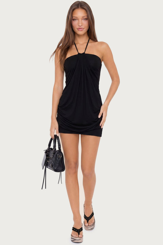 Lugenia Draped Halter Mini Dress