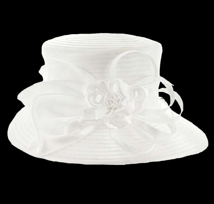 Satin Braid Dress Hat with Satin Flower Dress Hat Something Special LA WWhtb2030WH White