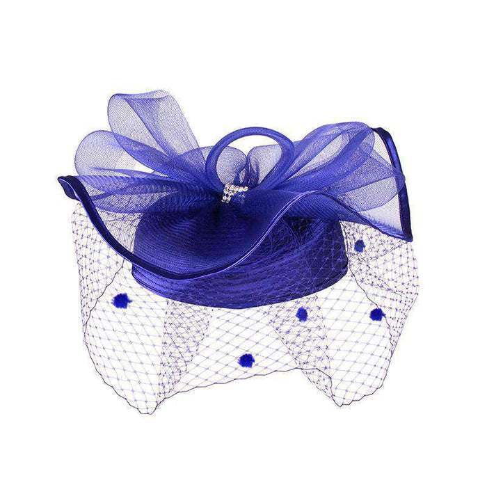 Satin Braid Pillbox Hat with Netting Veil - Something Special Dress Hat Something Special LA htb1296bl Royal Blue