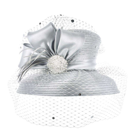Satin Braid Tiffany Brim Dress Hat Dress Hat Something Special LA WWhtb1286SV Silver