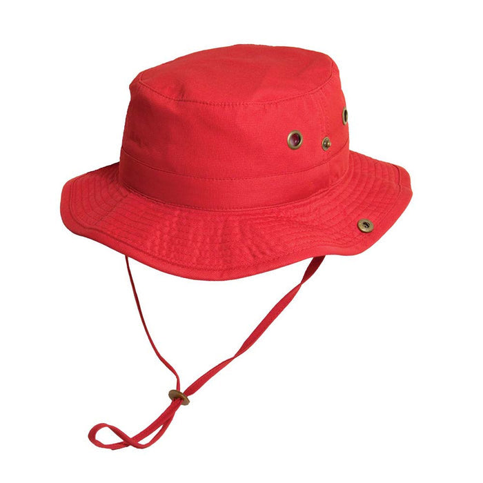 Scala Kid's Nylon  Boonie with Chin Cord Bucket Hat Scala Hats C448RD Red Small (54 cm)